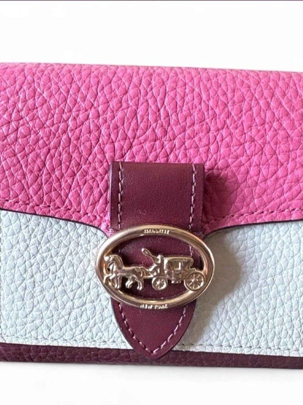 Coach Georgie Small Wallet in Colorblock Pink & Purple